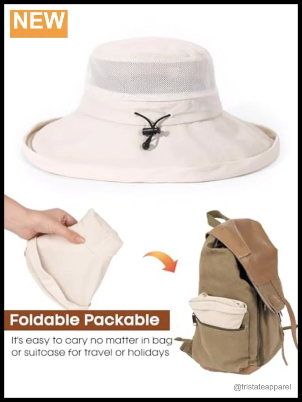 Sun Hat Wide Brim Ponytail UV Packable Hiking Travel Nylon